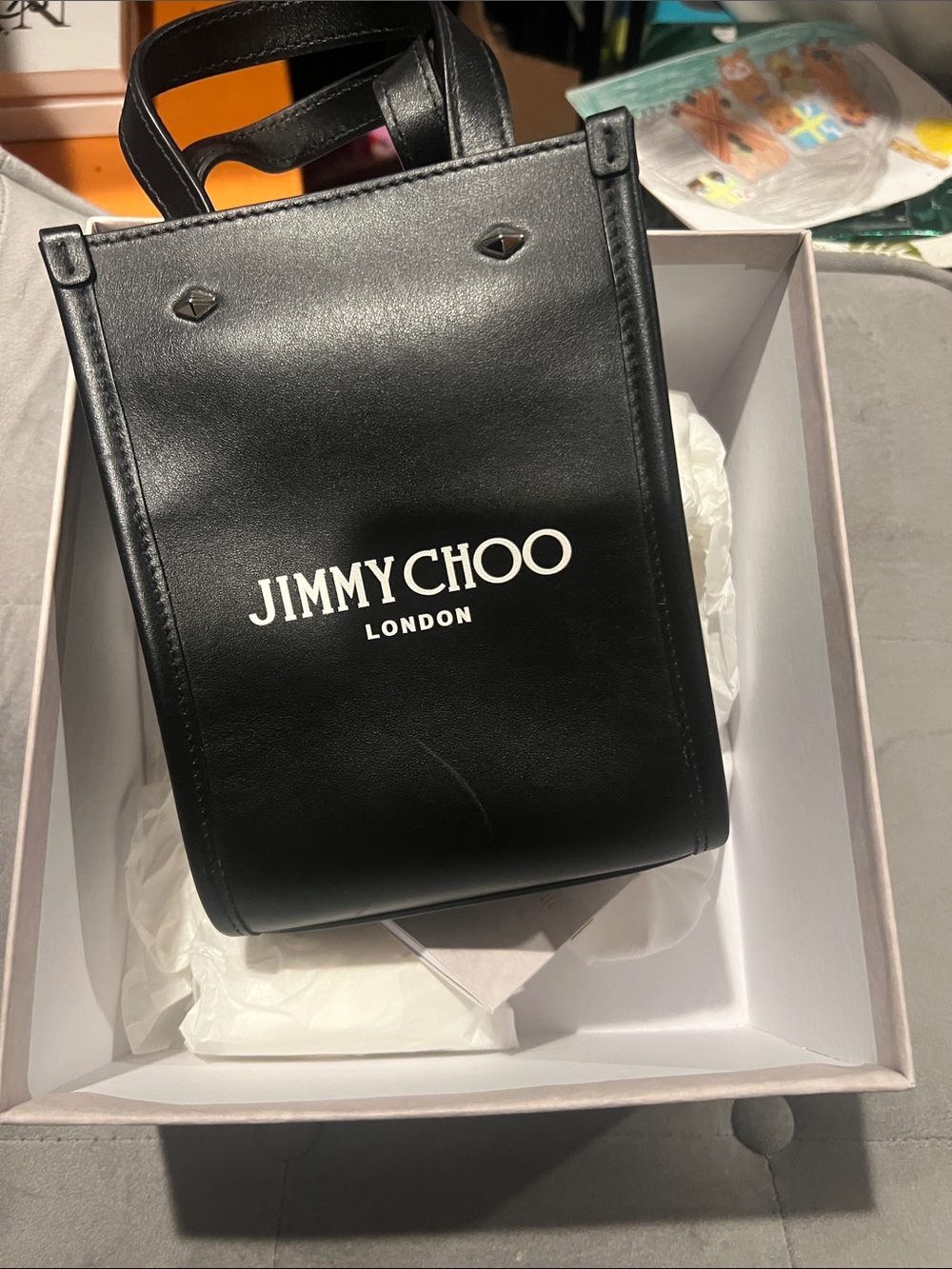 Jimmy Choo Black Leather Belt Bag with White Logo